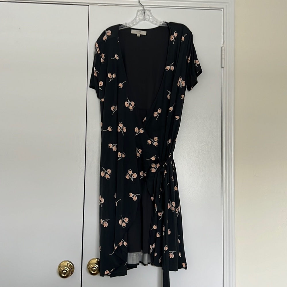 Loft plus grey and pink wrap dress size 16 plus